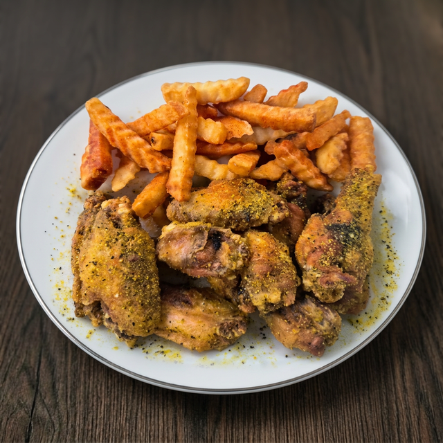 10 Wings & Fries. (No Ranch,B Cheese Or Drink) (Extra In Sides).