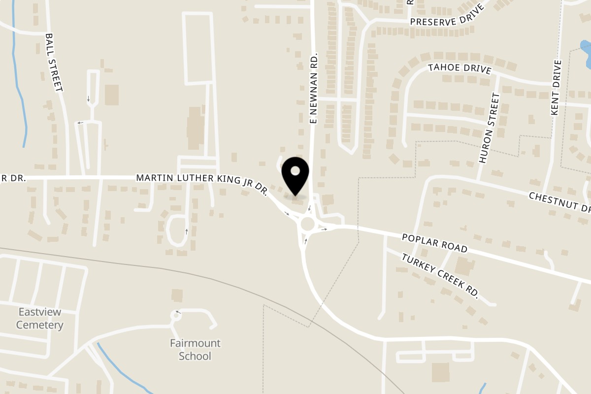 Map showing the location of Magic Wings & Things – Wings, Burgers & More on 47 E Newnan Rd B in Newnan